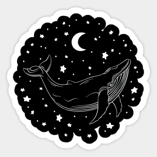 Majestic Blue Whale Amidst the Celestial Circle Sticker